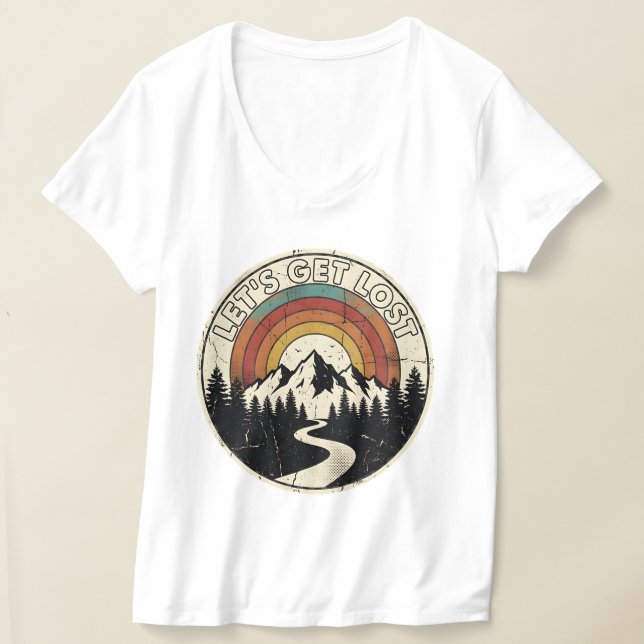 Camiseta Let’s Get Lost Retro Mountain Adventure Outdoor (Distribución )