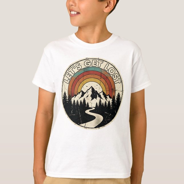 Camiseta Let’s Get Lost Retro Mountain Adventure Outdoor (Anverso)