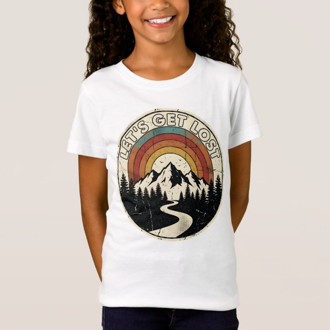 Camiseta Let’s Get Lost Retro Mountain Adventure Outdoor (Anverso)