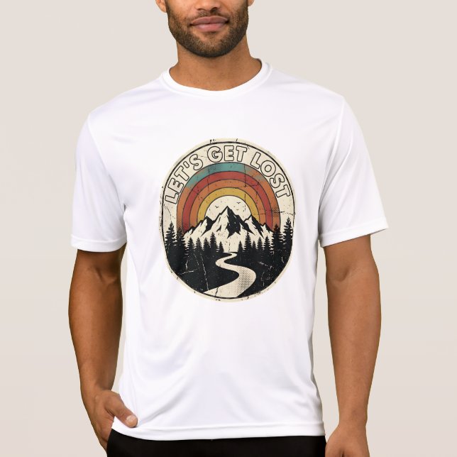 Camiseta Let’s Get Lost Retro Mountain Adventure Outdoor (Anverso)