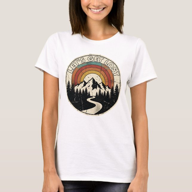 Camiseta Let’s Get Lost Retro Mountain Adventure Outdoor (Anverso)