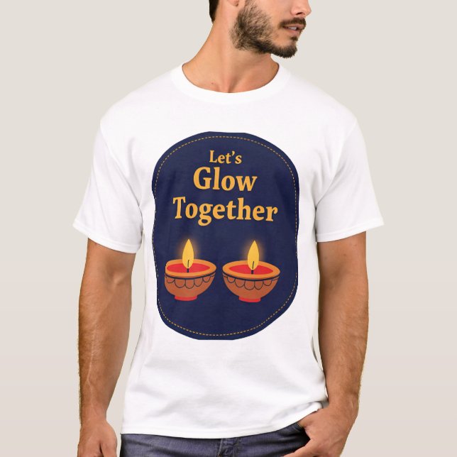 Camiseta Let’s Glow Together | Minimal Diwali Diya Design ✨ (Anverso)