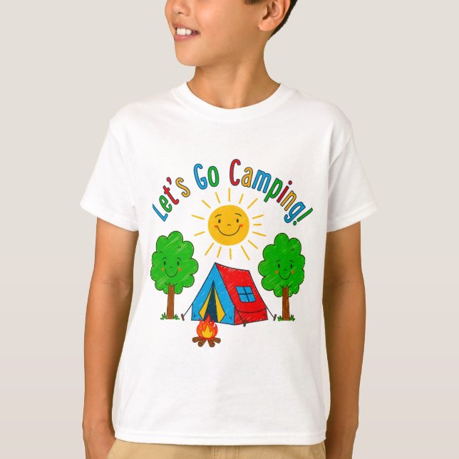 Camiseta Let’s Go Camping Kids Drawing Design (Anverso)