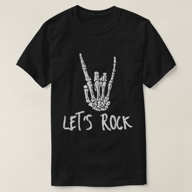 Camiseta Let’s Rock Skeleton Hand Design (Diseño del anverso)