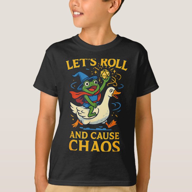 Camiseta Let’s Roll And Cause Chaos Frog Wizard Goose Rpg A (Anverso)