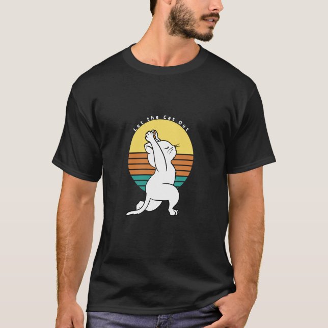 Camiseta Let The Cat Out Retro Yoga Cat Present (Anverso)