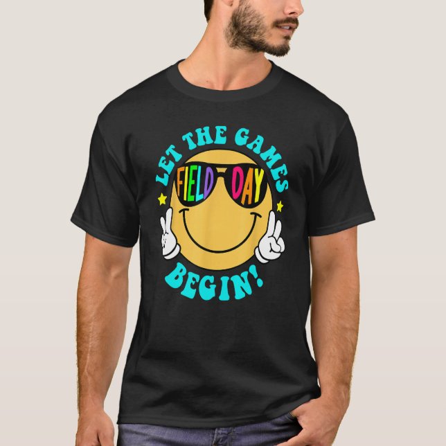 Camiseta Let The Games Field Day Begin Smile Face Groovy Te (Anverso)