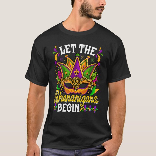 Camiseta Let The Shenanigan Begin Mardi Gras Kids Men Women (Anverso)