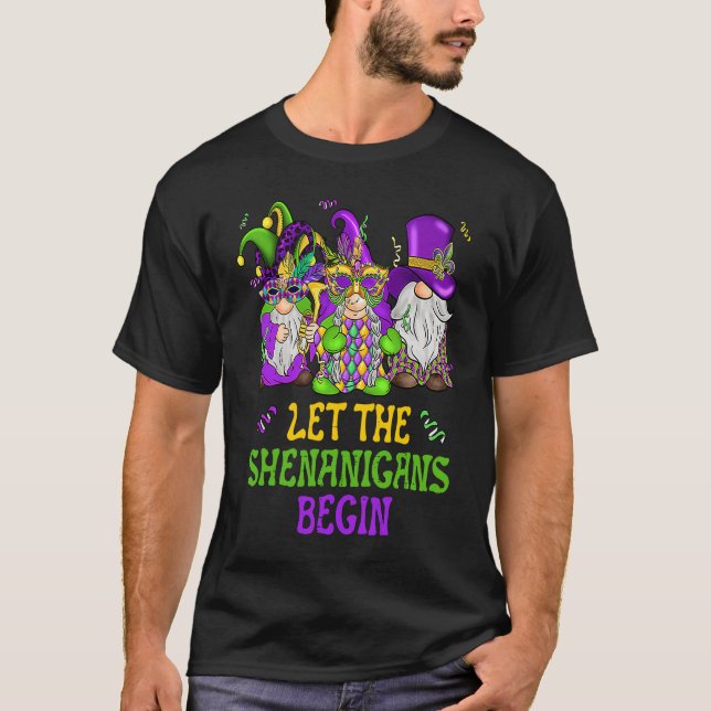 Camiseta Let The Shenanigans Begin Gnomes Mardi Gras  Men W (Anverso)