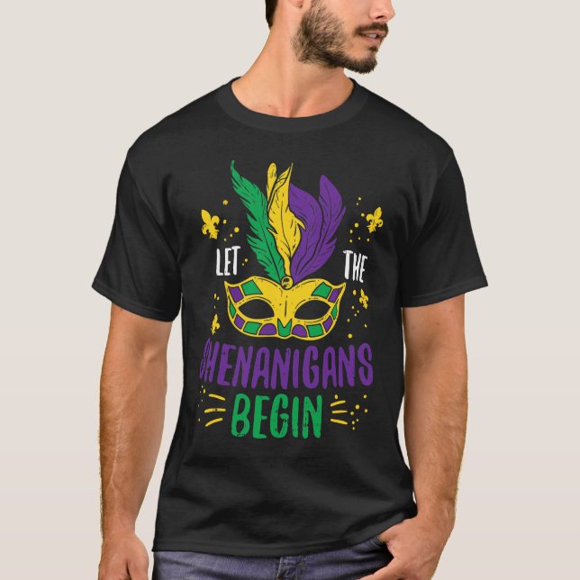 Camiseta Let The Shenanigans Begin Jester Funny Mardi Gras  (Anverso)