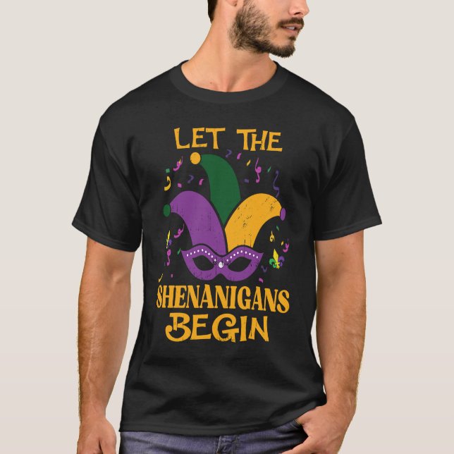 Camiseta Let The Shenanigans Begin  Mardi Gras Jester Hat M (Anverso)