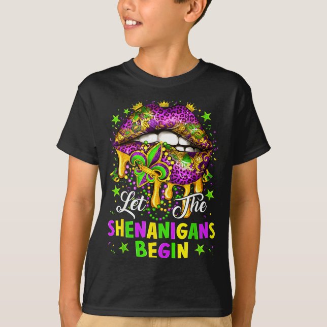 Camiseta Let The Shenanigans Begin Mardi Gras Lips Girl Wom (Anverso)