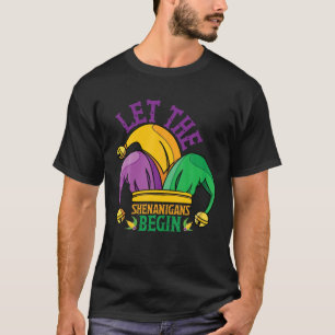 Camiseta Let The Shenanigans Begin Mardi Gras Mask Kids Men