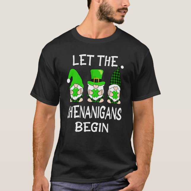 Camiseta Let The Shenanigans Begin St Patricks Day Gnomes S (Anverso)