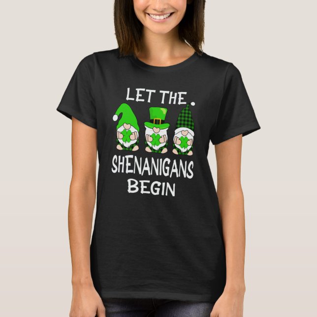 Camiseta Let The Shenanigans Begin St Patricks Day Gnomes S (Anverso)