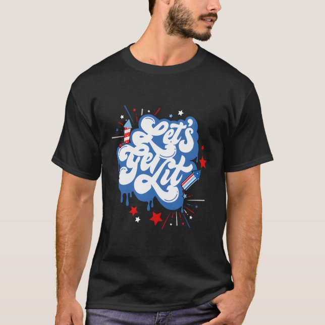 Camiseta Letâ€™S Obtén Fuegos Iluminados Estadounidenses 4  (Anverso)