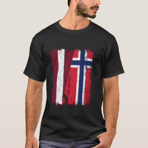 Camiseta Letonia Noruega Media Bandera Letón Noruego Ascend