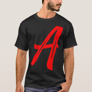 Camiseta Letra a alfabeto gráfico rojo grande inicial