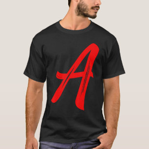 Camiseta Letra a alfabeto gráfico rojo grande inicial