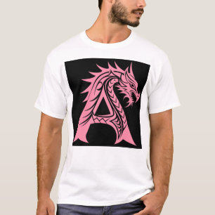 Camiseta Letra A de estilo dragón, alfabeto de dragón, mono
