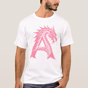 Camiseta Letra A de estilo dragón, alfabeto de dragón, mono