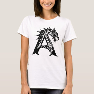 Camiseta Letra A de estilo dragón, alfabeto de dragón, mono