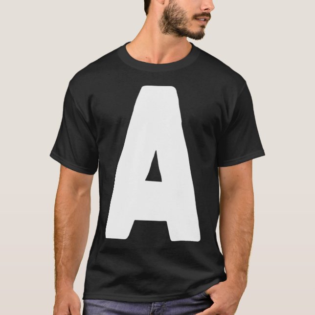 Camiseta Letra A grande y negrita blanco (Anverso)