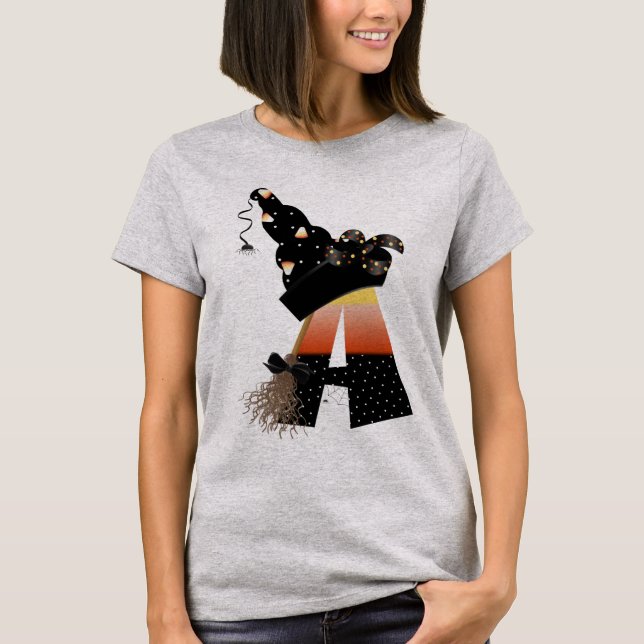 Camiseta Letra A monograma de Halloween (Anverso)