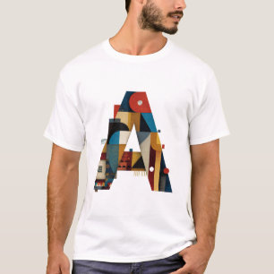 Camiseta Letra A – Monograma de mediados de siglo con bloqu