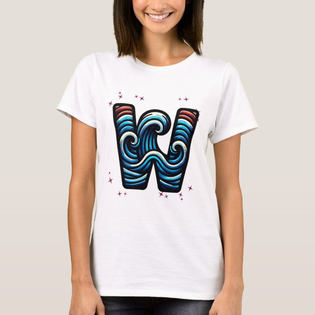 Camiseta Letra abstracta de onda "W" (Anverso)
