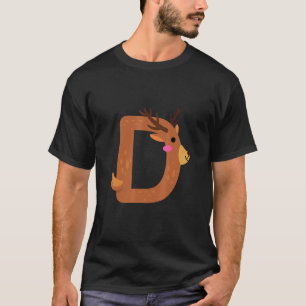 Camiseta Letra alfabeta mayúscula D alfabeto animal de cier