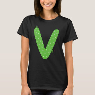 Camiseta Letra alfabética caprichosa V carácter tipográfico