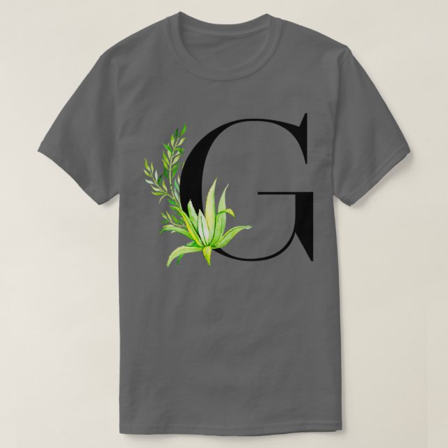 Camiseta Letra alfabética G con cactus acuarícolas y salir (Diseño del anverso)