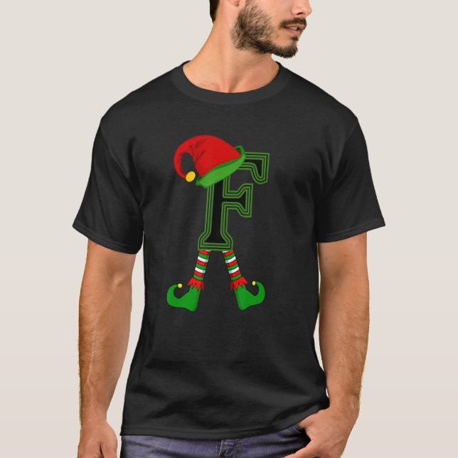Camiseta Letra alfabética mayúscula F Navidades monogramas  (Anverso)