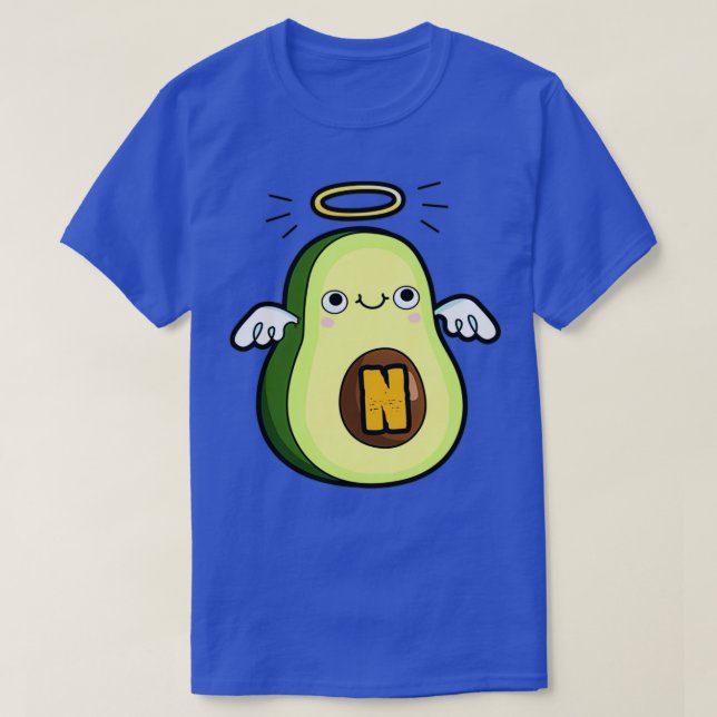 Camiseta Letra alfabética N Cute Guacamole Aguacate sagrado (Diseño del anverso)