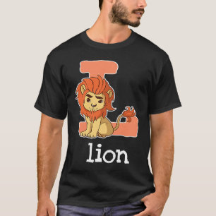 Camiseta Letra alfabeto de león grandes felinos niños
