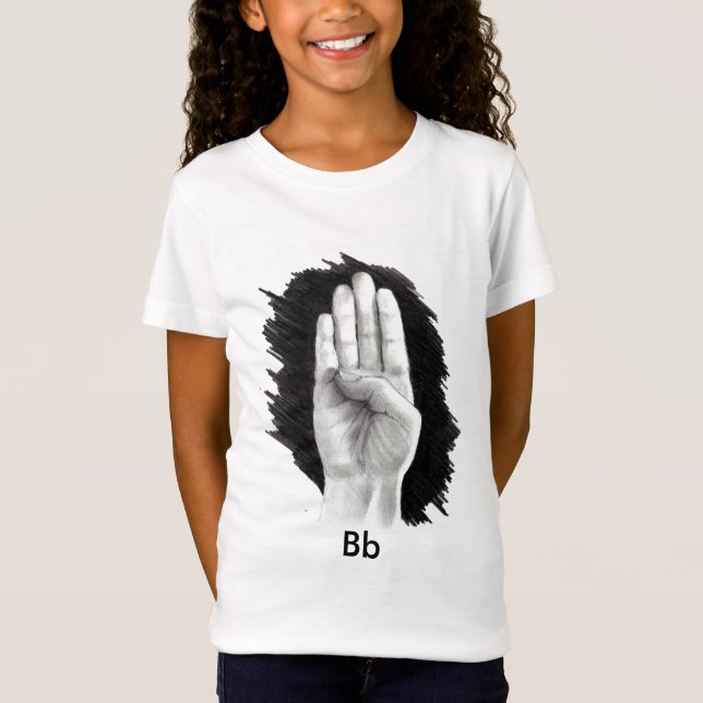 CAMISETA LETRA AMERICANA "B " DEL LENGUAJE DE SIGNOS (Anverso)