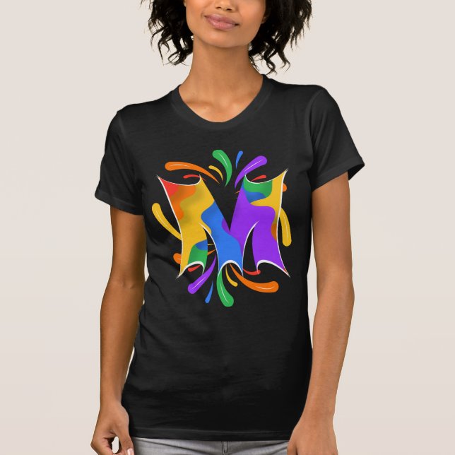 Camiseta Letra arco iris M monograma resumen (Anverso)