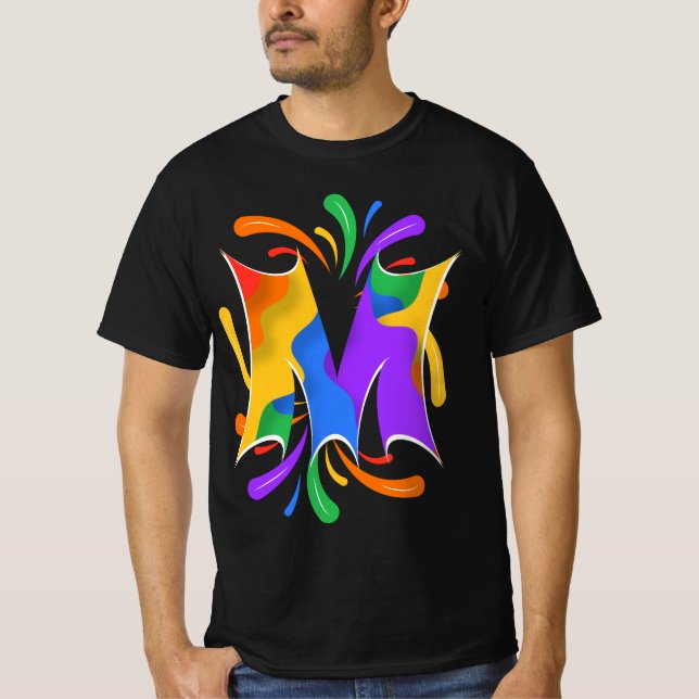 Camiseta Letra arco iris M monograma resumen (Anverso)