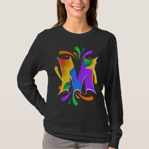 Camiseta Letra arco iris M monograma resumen
