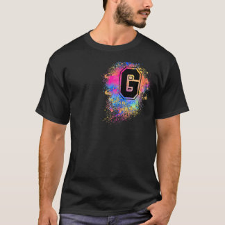 Camiseta Letra arcoiris G rosa color monogramado inicial