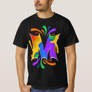 Camiseta Letra Arcoíris M Monograma Abstracto