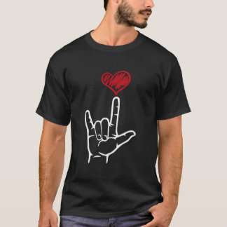 Camiseta Letra Asl Te Amo Mano Lenguaje De Señas Americano