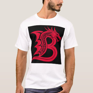 Camiseta Letra B de estilo dragón, alfabeto de dragón, mono