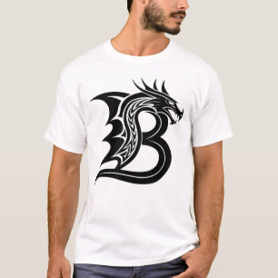 Camiseta Letra B de estilo dragón, alfabeto de dragón, mono