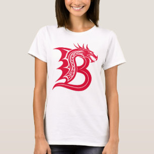 Camiseta Letra B de estilo dragón, alfabeto de dragón, mono