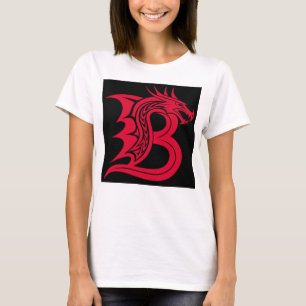 Camiseta Letra B de estilo dragón, alfabeto de dragón, mono
