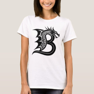 Camiseta Letra B de estilo dragón, alfabeto de dragón, mono