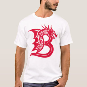 Camiseta Letra B de estilo dragón, alfabeto de dragón, mono