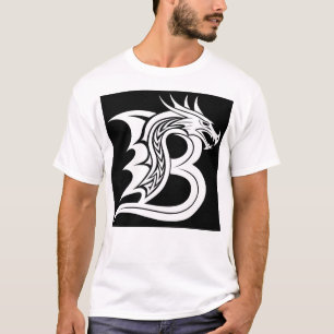 Camiseta Letra B de estilo dragón, alfabeto de dragón, mono